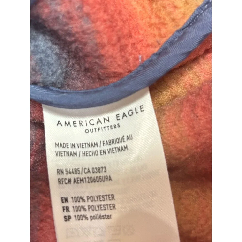 American Eagle Striped Southwestern Fleece Jacket Multicolor size XS Orange blue